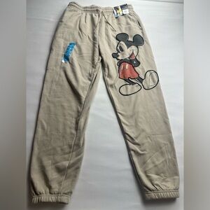 NWT Disney Minnie Mouse Beige Sweatpants with Mickey. Size XL